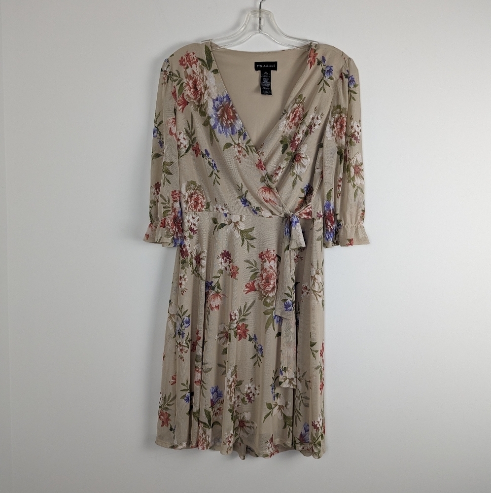 Stella & Julie Floral Wrap Midi Dress - Size 12 NEW